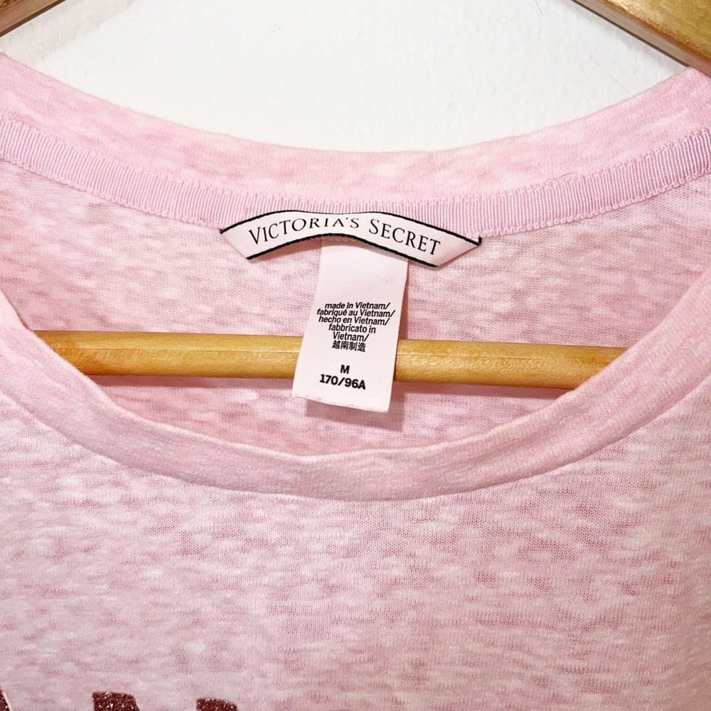 Victorias Secret “angel vs” light pink space dye glitter short sleeve t-shirt - Picture 4 of 8